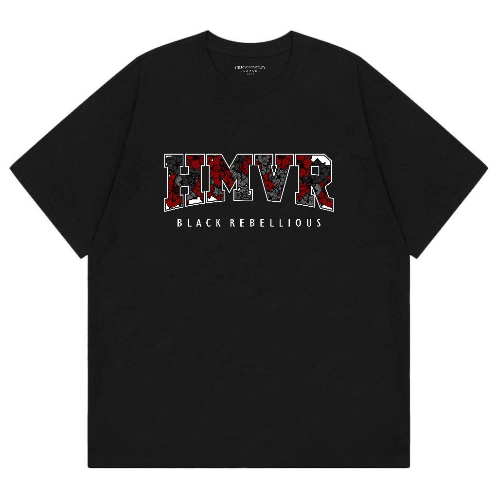 HIMoverCompany Kaos Distro Hitam Pria Black Rebellious FLOWHAM
