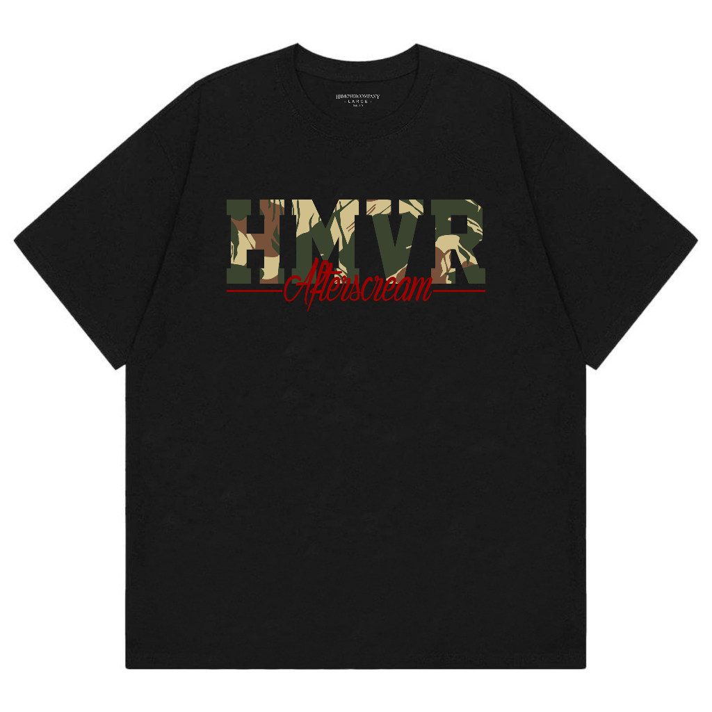 HIMOVER Tshirt Lengan Pendek HMVR ARMY Afterscream Kaos Hitam Cotton Combad 24s Supersoft
