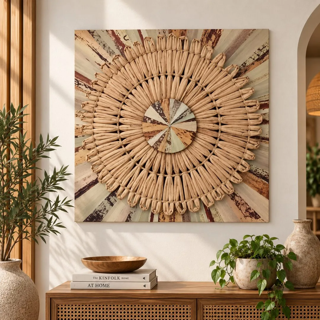 Square Banana Bark mixed Waterhyacinth Wall Decor WLRT – 180